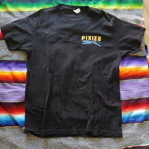 Tultex Black Pixies Logo T‑Shirt with Yellow and Blue Chest Graphic